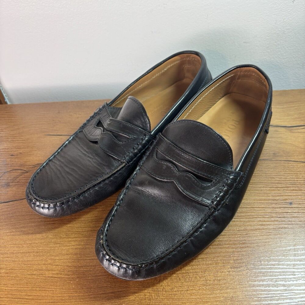 Polo Ralph Lauren Men's 8.5 Penny Driving Style Loafer in Black w/ Red Soles